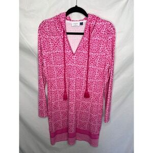 Cabana Life x Talbots Women's Medium‎ Pink Shift Dress UPF 50+ Tassel Swim Cover